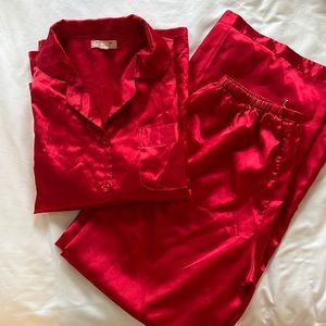 Red Silk Pajama Set